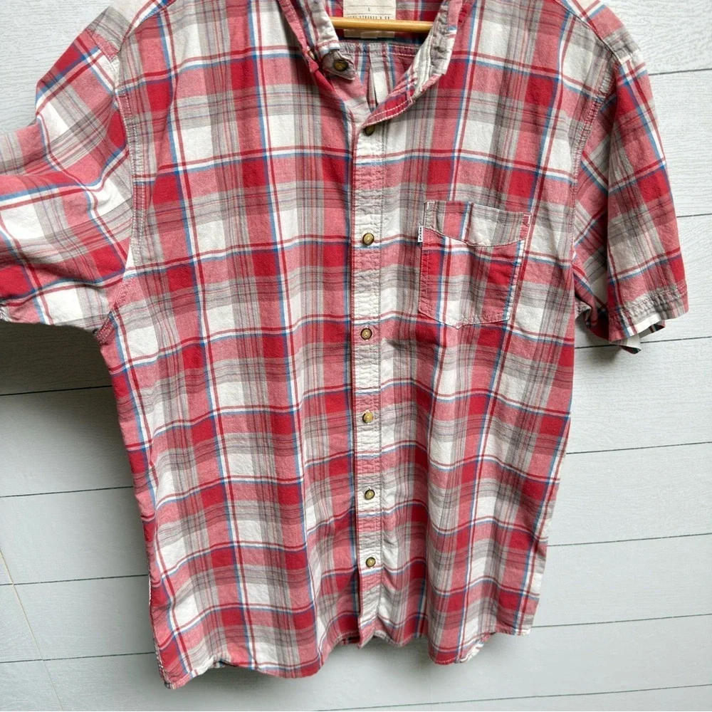 Levi’s | Cotton Red White Blue Plaid Short Sleeve Shirt – Vintage Americana | LG
